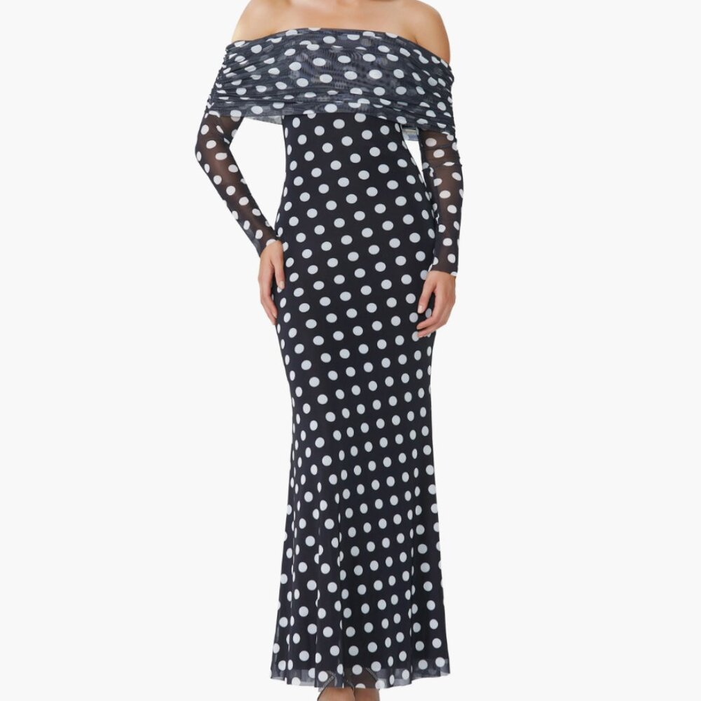 Thelma Off the Shoulder Long Sleeve Maxi Dress XS